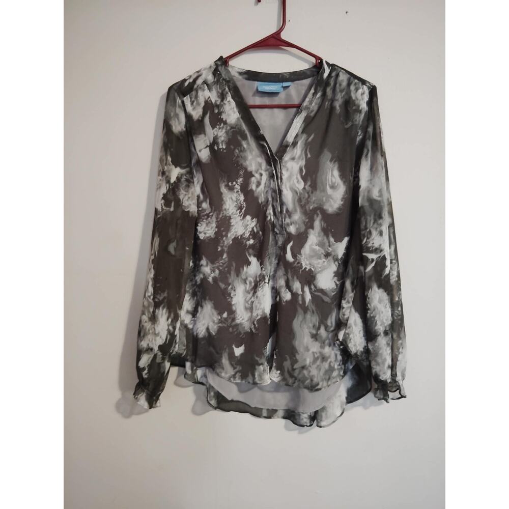 Simply Vera Vera Wang Sheer Lined Tunic V-Neck Top Size Medium‎